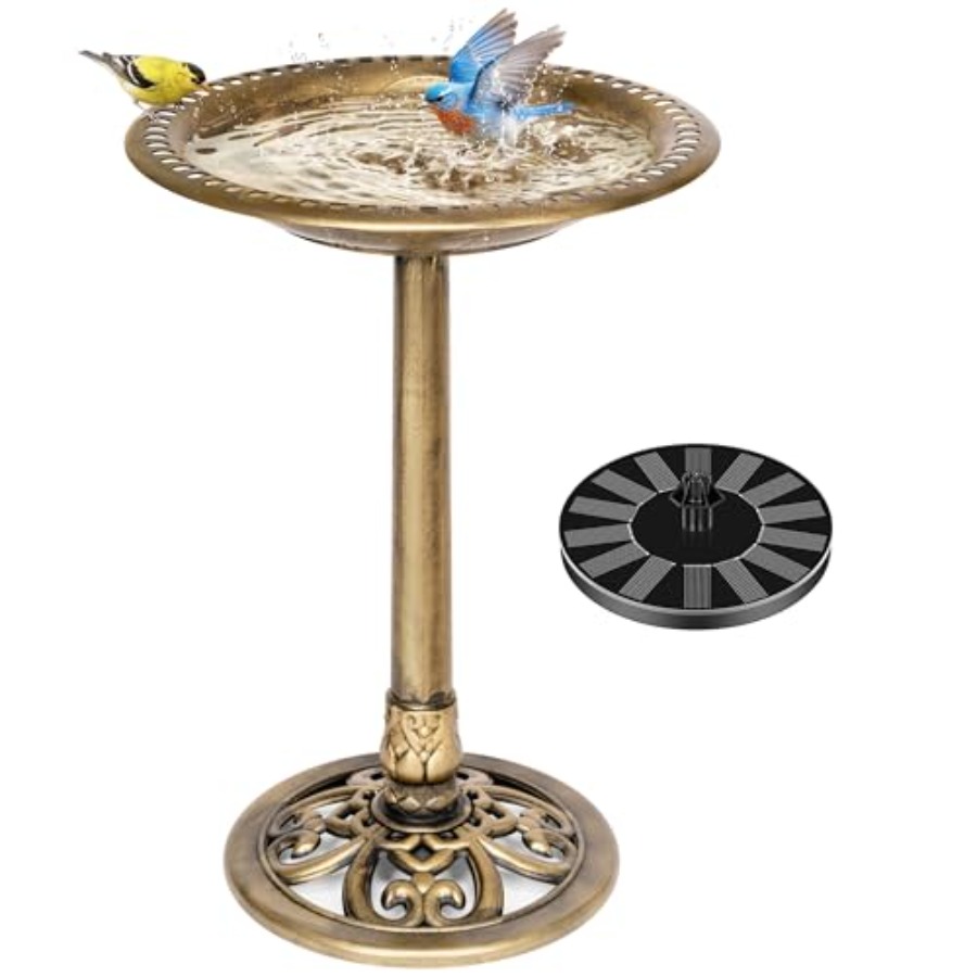 Outdoor Power Pedestal - Outdoor solar bird bath with polyresin