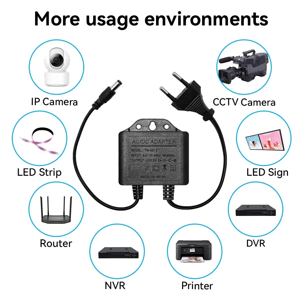 Power Adapter  DC12V 2A Waterp - Outdoor Power Plug In บทวิจารณ์และราคา
