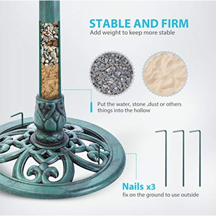 Bird Bath with Solar Fountain  - Outdoor Power Pedestal บทวิจารณ์และราคา