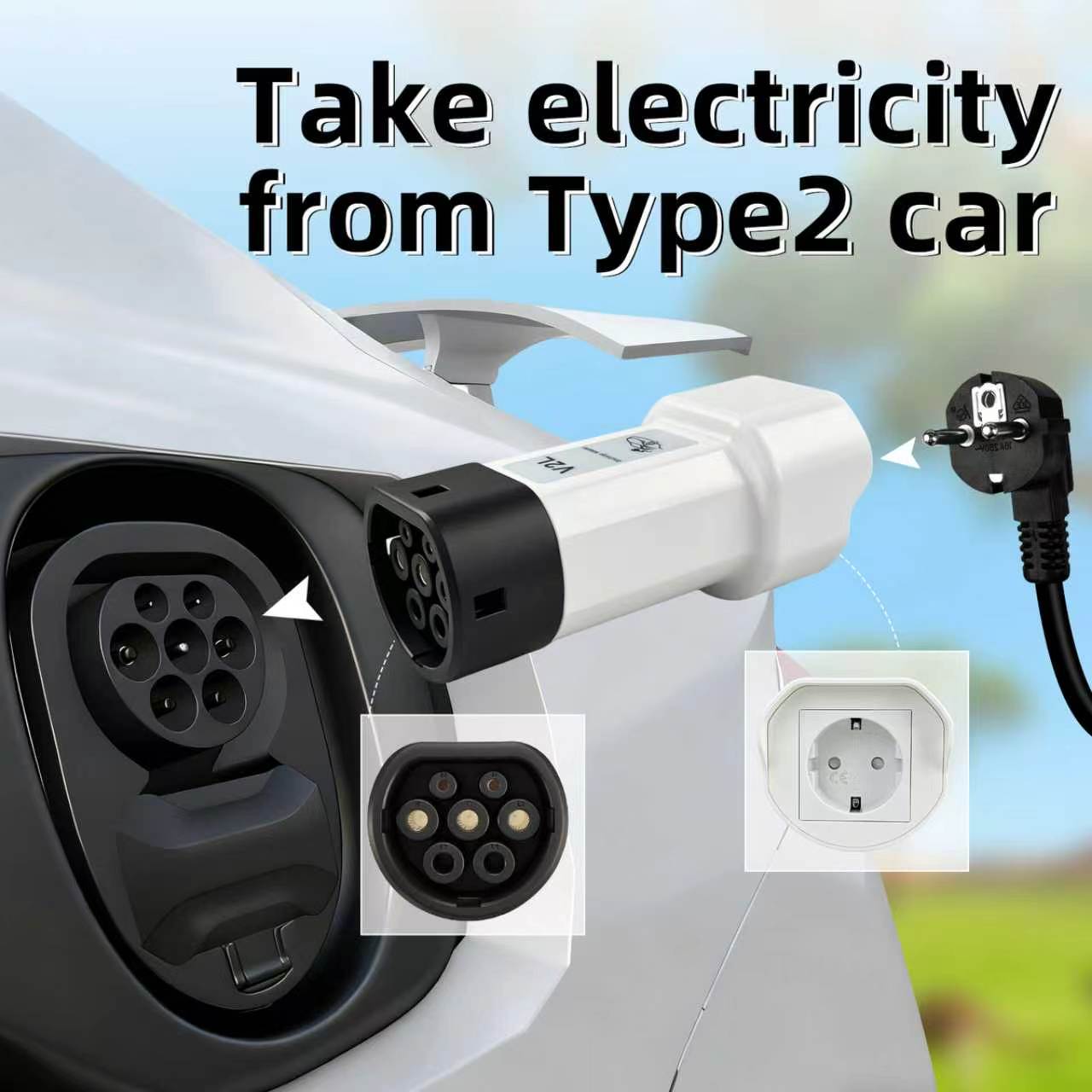 EVqiaoyi 16A Type2 V2L Dischar - Outdoor Power Plug In บทวิจารณ์และราคา
