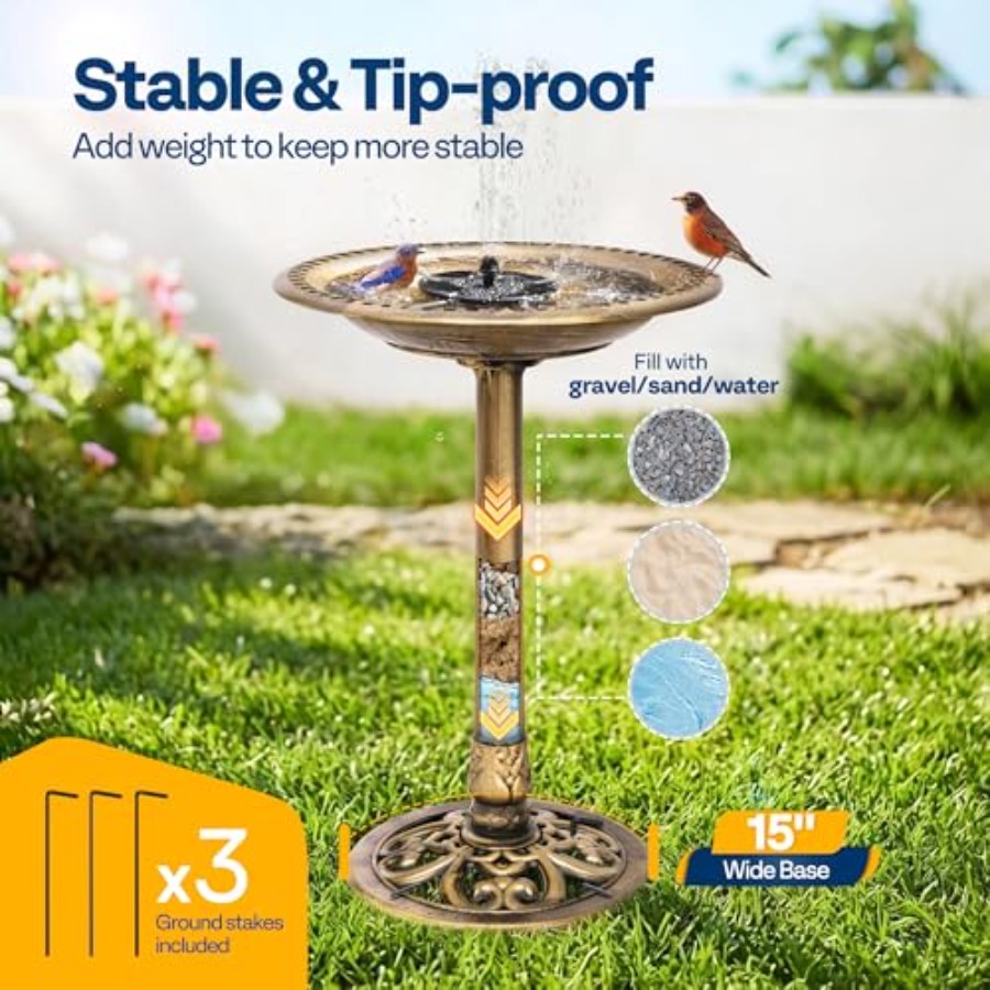Outdoor solar bird bath with p - Outdoor Power Pedestal บทวิจารณ์และราคา