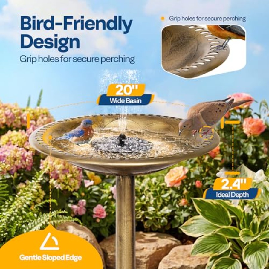 Outdoor solar bird bath with p - Outdoor Power Pedestal บทวิจารณ์และราคา