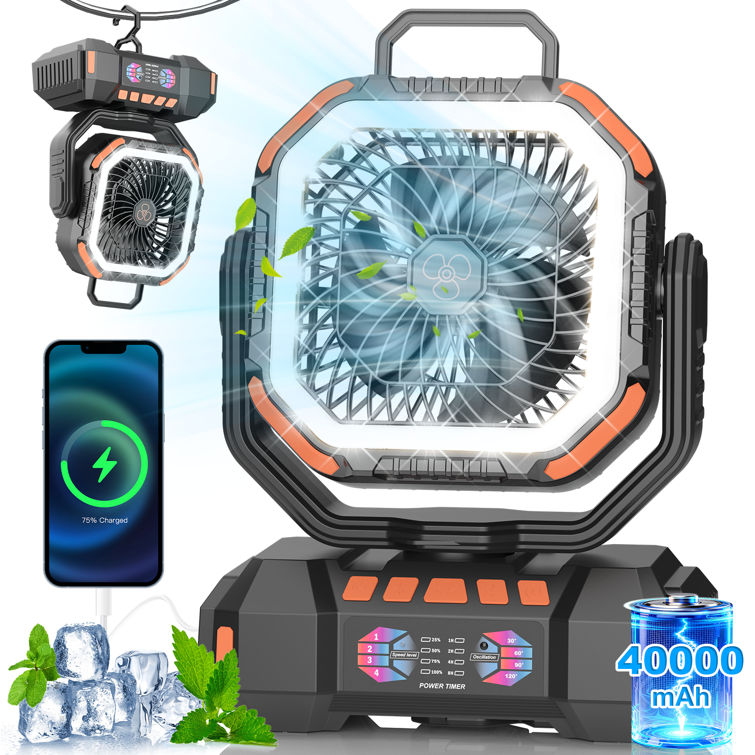 Portable Camping Fan Rechargea - Outdoor Power Pedestal บทวิจารณ์และราคา