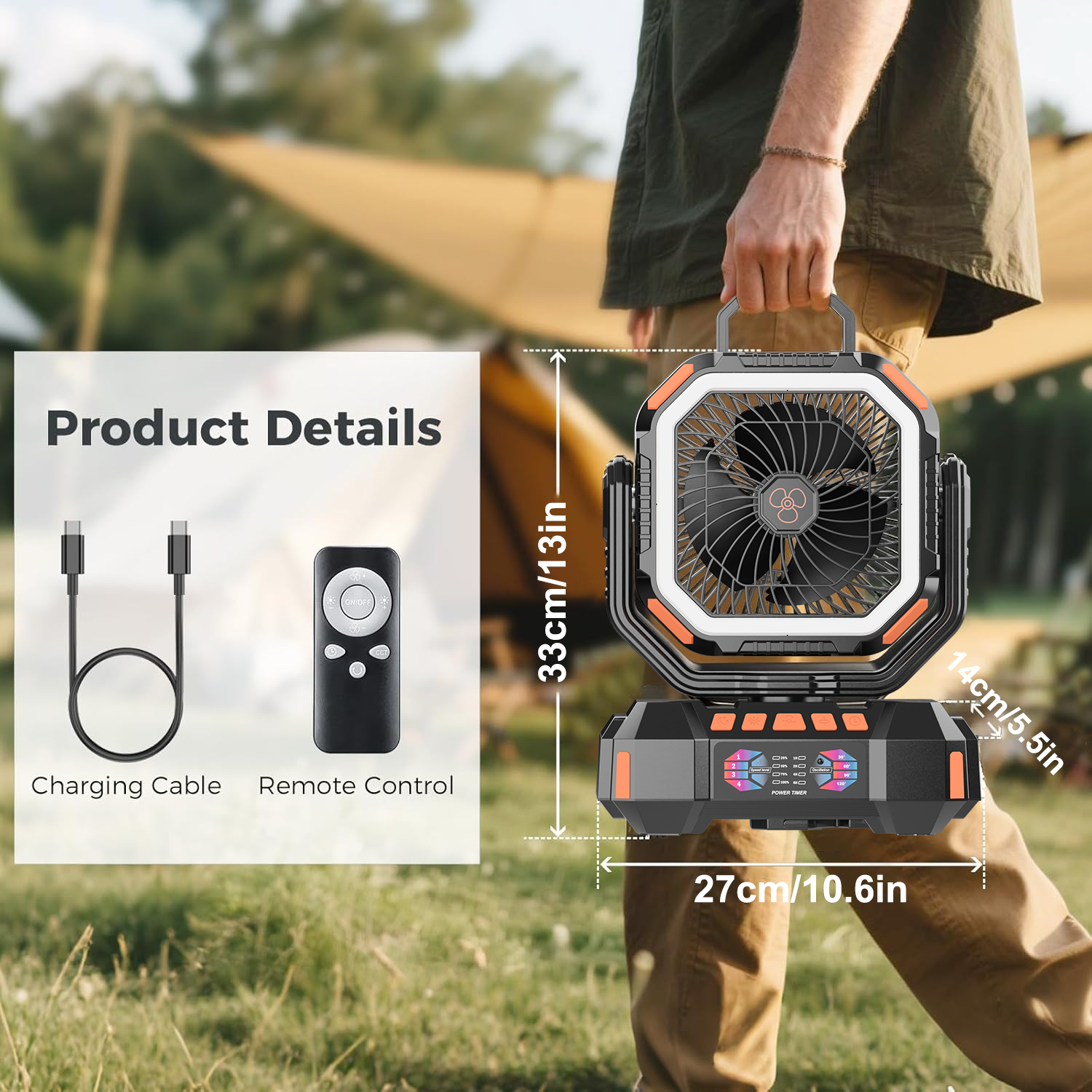 Portable Camping Fan Rechargea - Outdoor Power Pedestal บทวิจารณ์และราคา